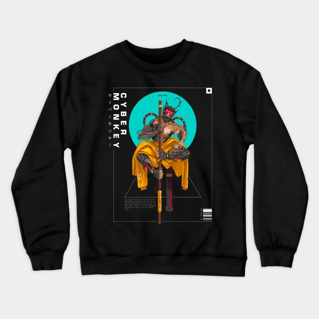 Cyber Monkey BLK Crewneck Sweatshirt by Kolo